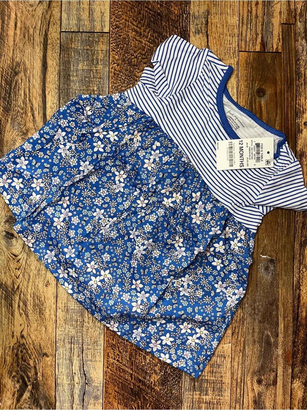 First Impressions Blue Striped & Floral Baby Top NEW WITH TAGS